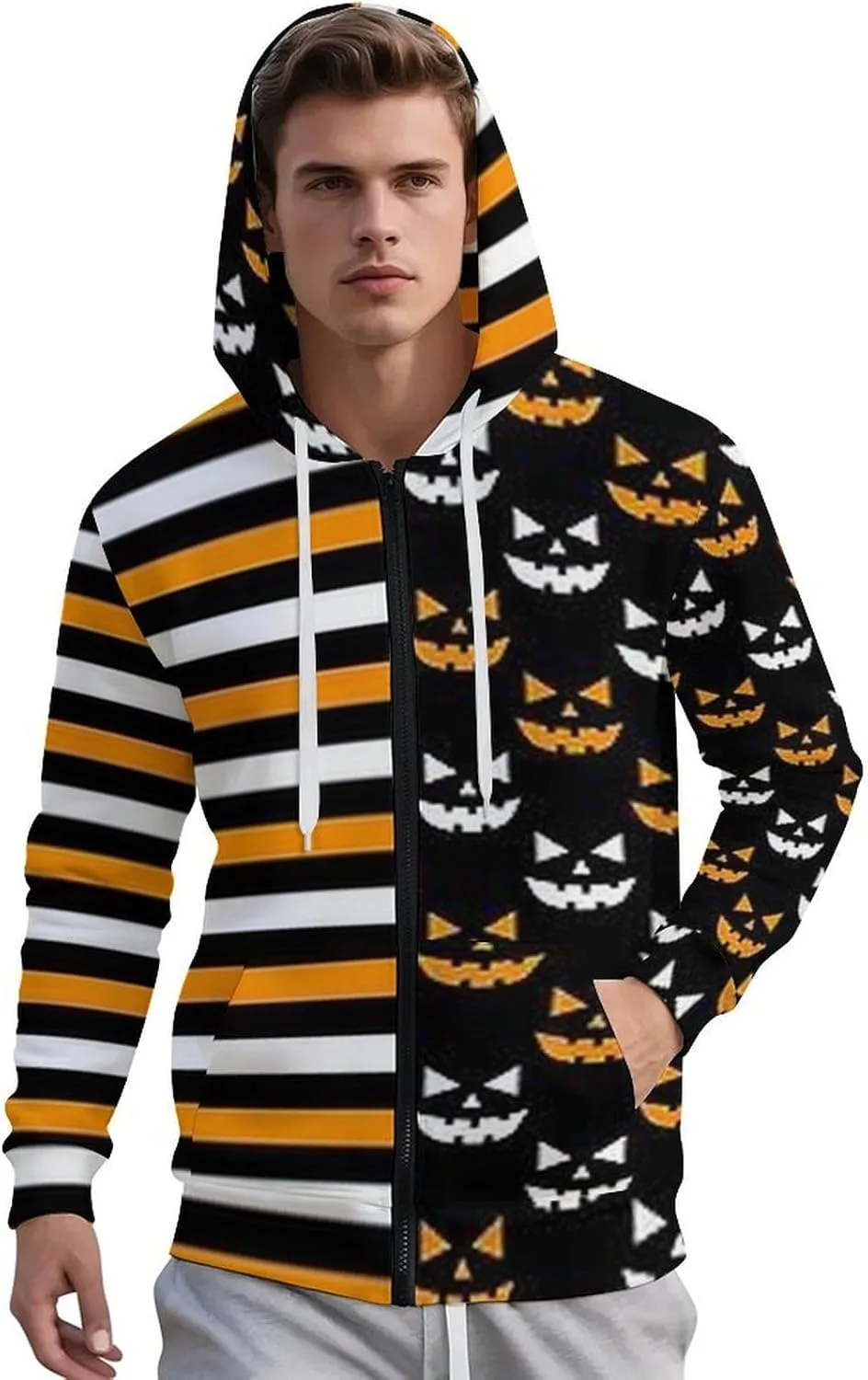 

Толстовка с капюшоном на молнии и карманами для мужчин, Y2K SHYESOP-ey