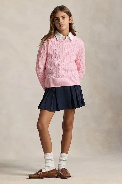 Свитер детский с косами Polo Ralph Lauren, розовый — фото 4