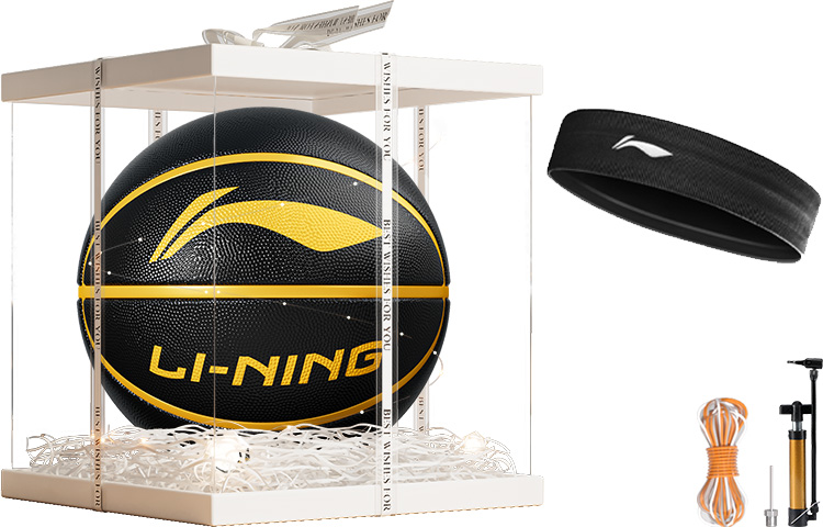 

LINING Мяч баскетбольный CBA Collection Rubber черный золотой Size 7 Match Unisex