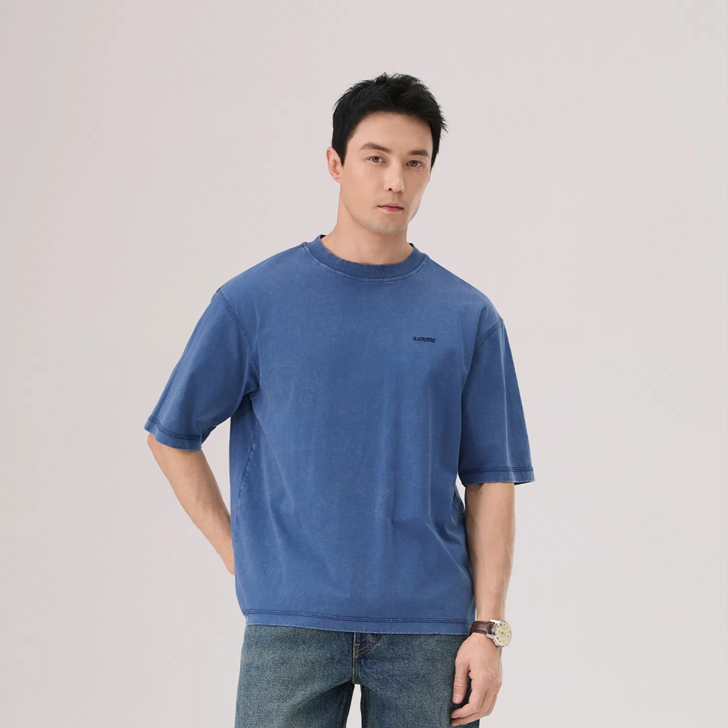 Футболка унисекс Blue Crew Neck Levis — фото 4