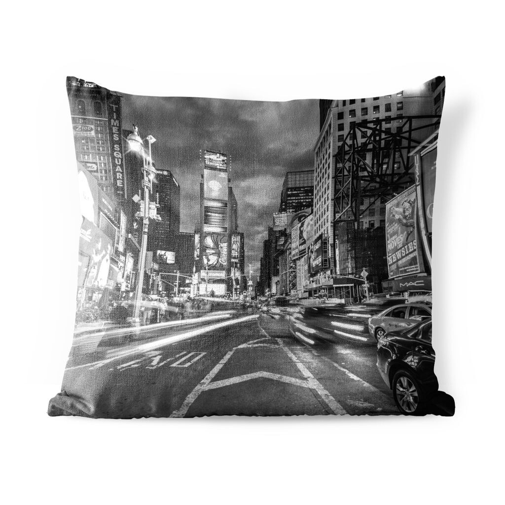 

Уличная подушка MuchoWow - Times Square New York - черно-белая - 40x40 см - устойчивая к атмосферным воздействиям - подушка для отдыха - чехол для подушки - хлопчатобумажная ткань - декоративные чехлы для подушек, мультиколор