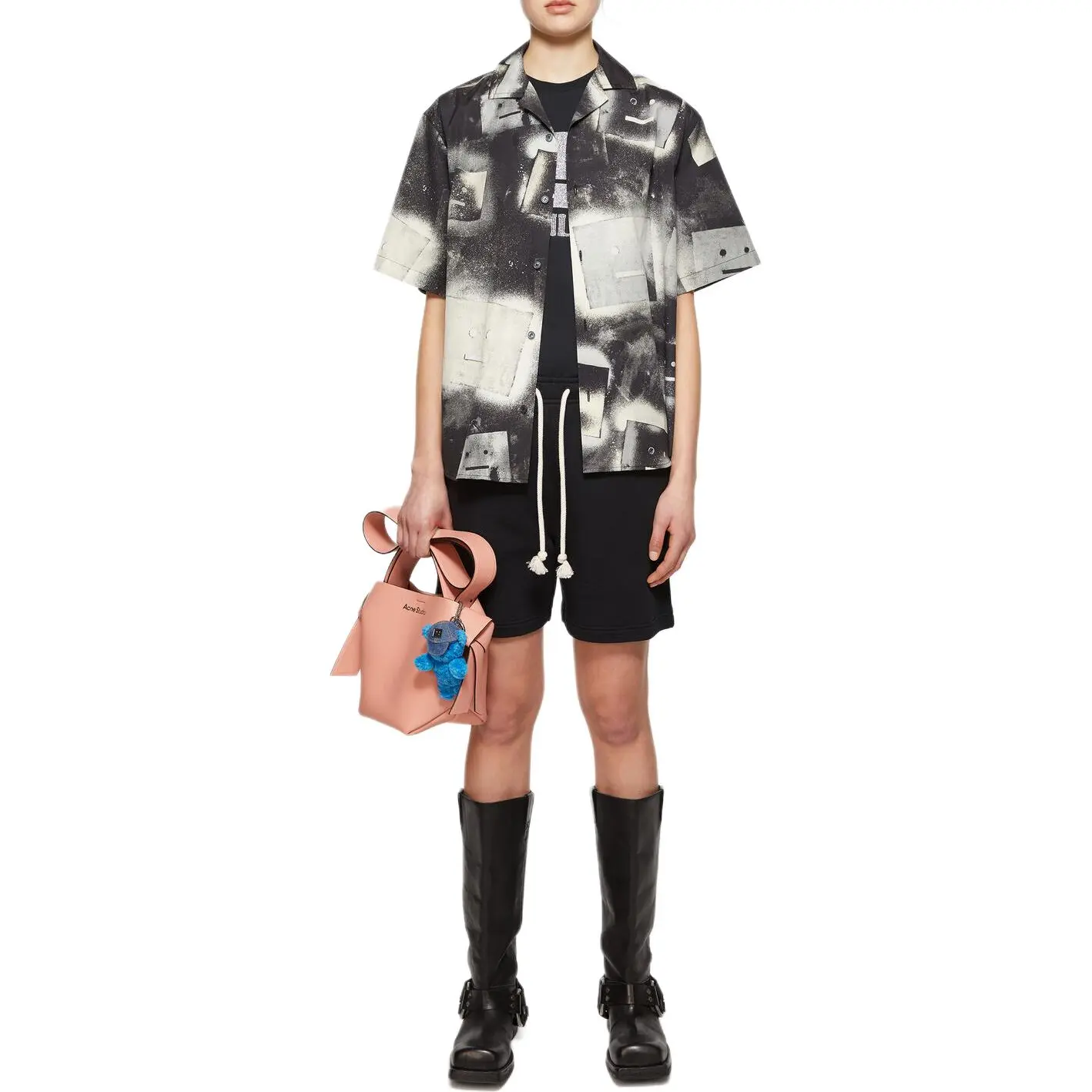 Флисовые спортивные шорты Acne Studios, черные — фото 3