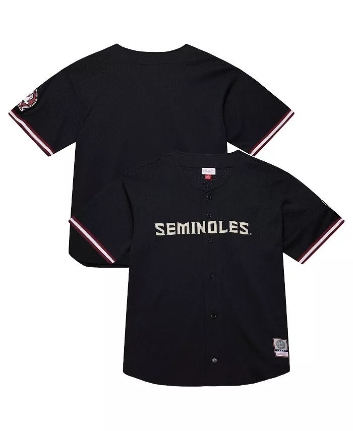 

Мужская модная джерси Florida State Seminoles On The Clock на пуговицах, черная Mitchell & Ness
