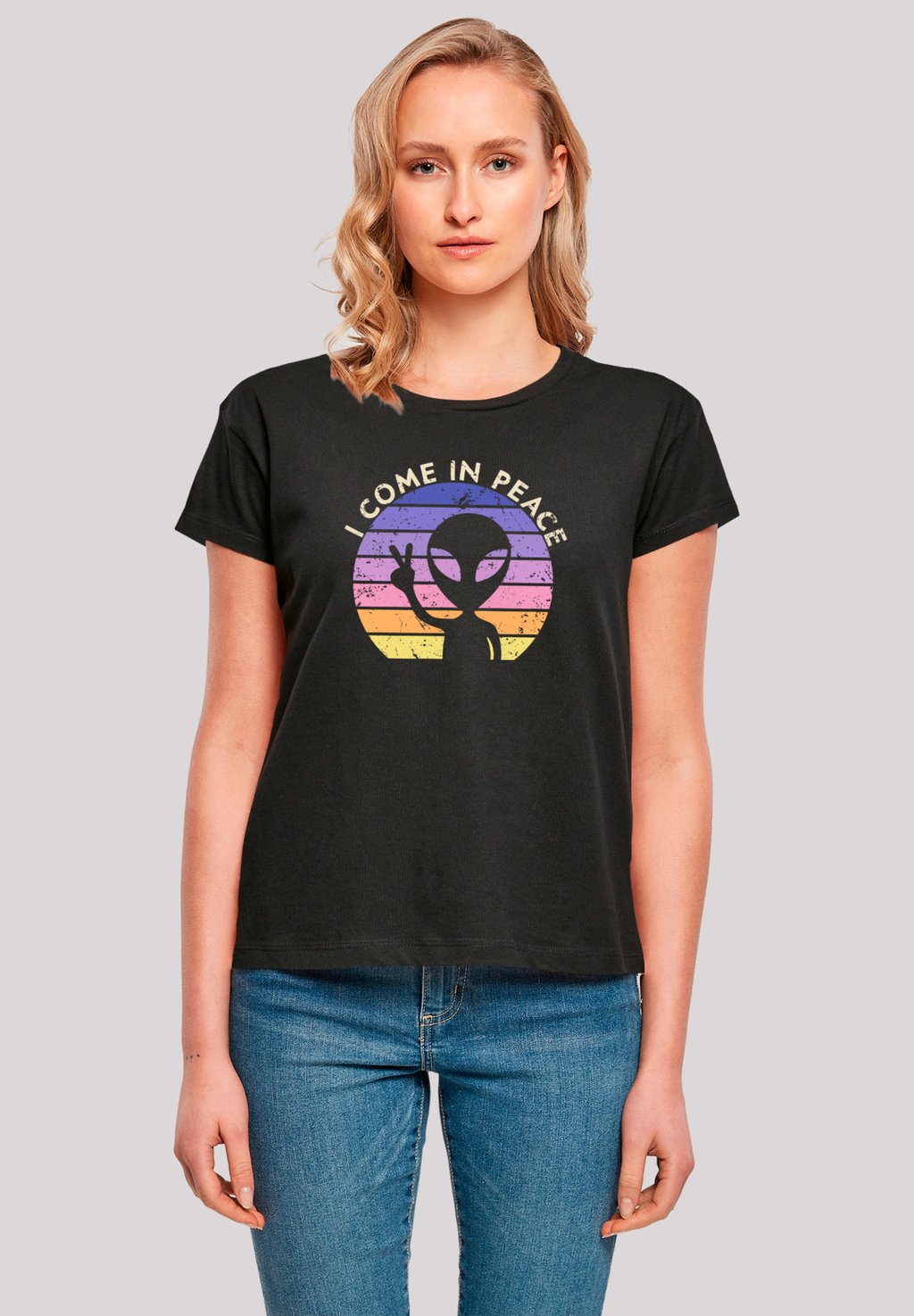 

Футболка с принтом ALIEN PEACE SUNSET F4NT4STIC, черный
