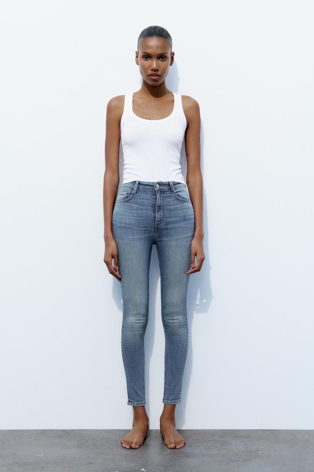 

Узкие джинсы trf sculpt с высокой талией ZARA, синий