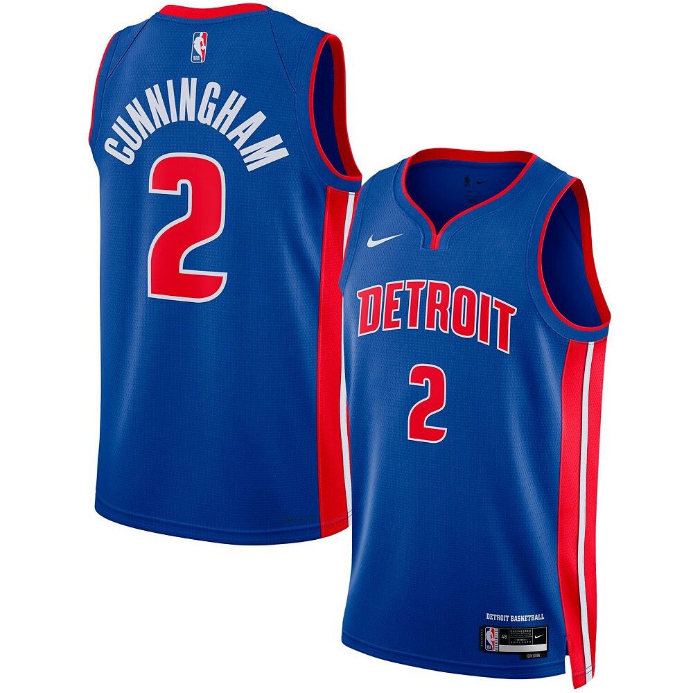 Джерси унисекс Nike Cade Cunningham Blue Detroit Pistons Swingman — Icon Edition, цвет Pis Blue — фото 2
