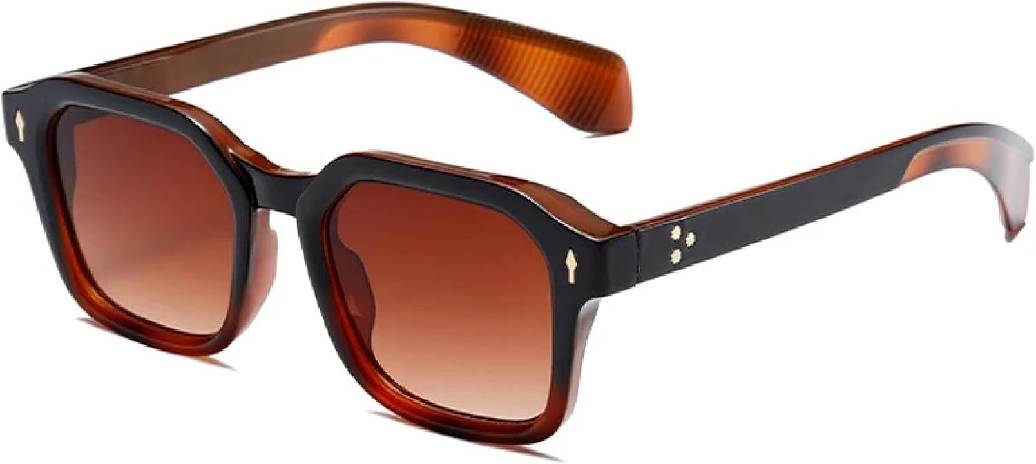 

Солнцезащитные очки с защитой от УФ-излучения UV400 для женщин и мужчин | Заклепки, градиентные оттенки, панк | для занятий спортом на открытом воздухе DSVIGF, Black Brown Tea