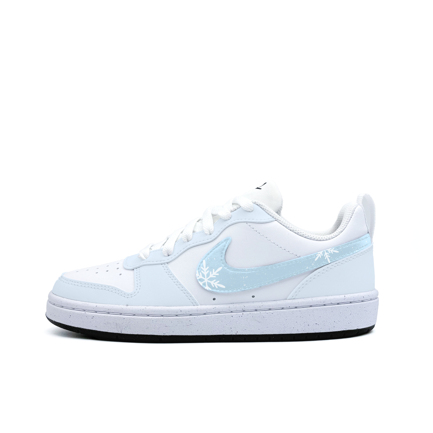 

Nike Детские низкие скейтбордистские кроссовки Court Borough Ice Blue Snowflake, износостойкие, белые, для подростков