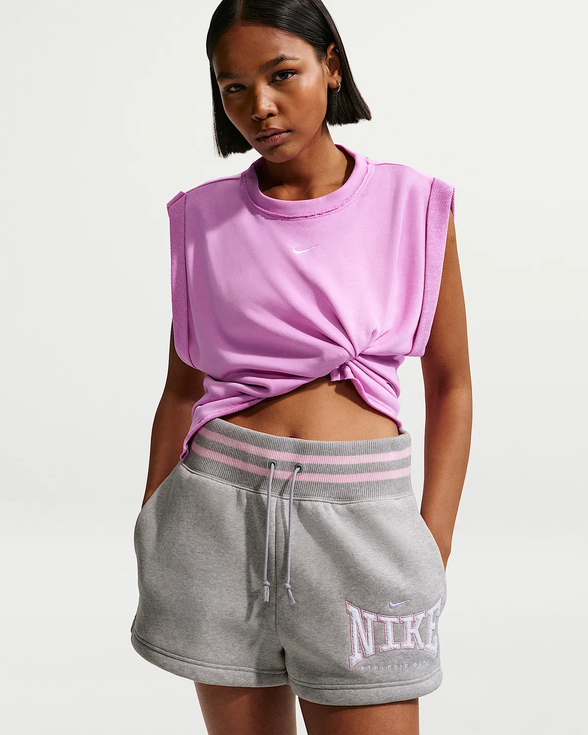 Женская свободная майка Nike Sportswear Chill Terry, Light Magenta/Sail — фото 3