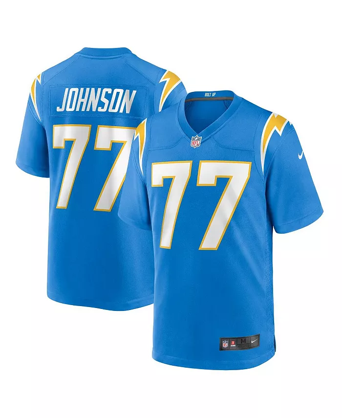 

Мужская игровая футболка Zion Johnson в цвете Powder Blue, Los Angeles Chargers, выбор в первом раунде драфта НФЛ 2022 года Nike