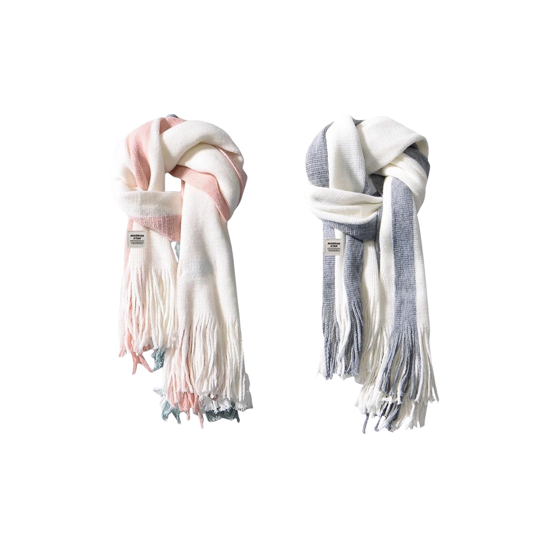 

Акриловые вязаные шарфы Unisex WARRIOR, couple's[розовый+серый]