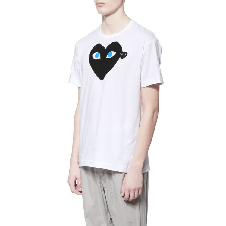 Футболка Comme Des Garcons Play Black Heart Blue Eyes белая Cdg Play — фото 3
