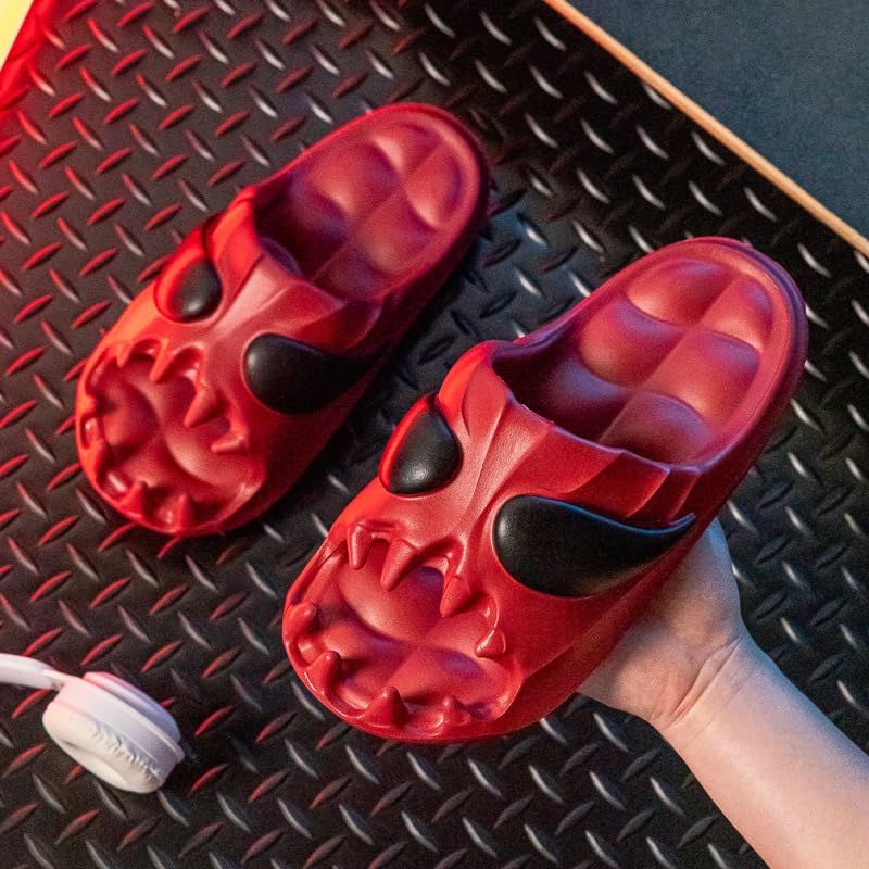 FSwinder Skull Ghost Slides, спортивные сандалии, противоскользящие облачные тапочки для мужчин и женщин, удобные домашние туфли с открытым носком, домашние туфли для открытого пальца, Хэллоуин Skull Slides, толстые мягкие туфли для душа, красны... — фото 4