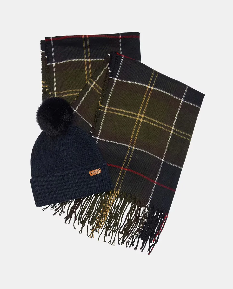 

Комплект из шапки и шарфа натуральных тонов Barbour, бежевый