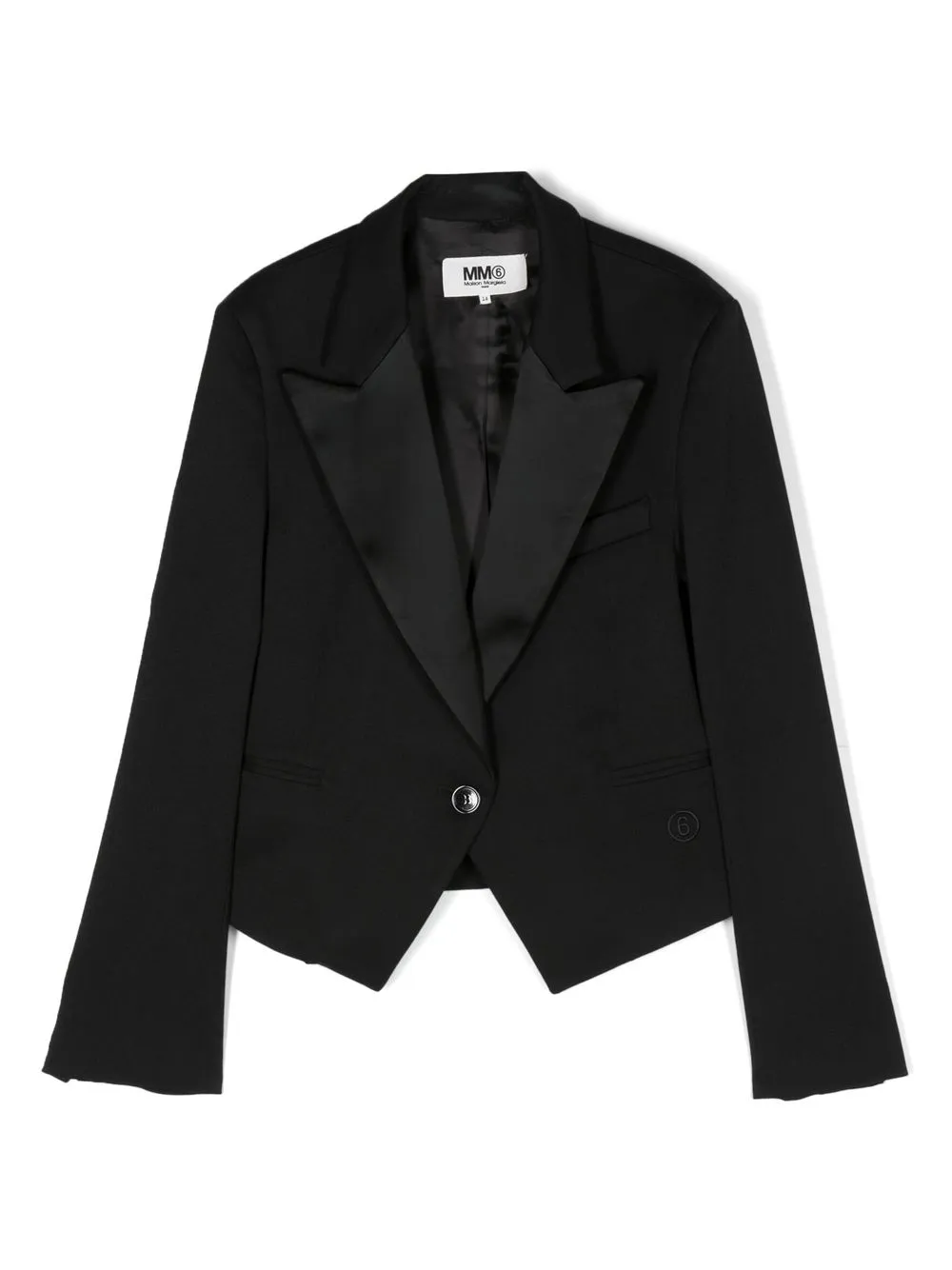 

Однобортный блейзер строгого кроя MM6 Maison Margiela Kids, черный