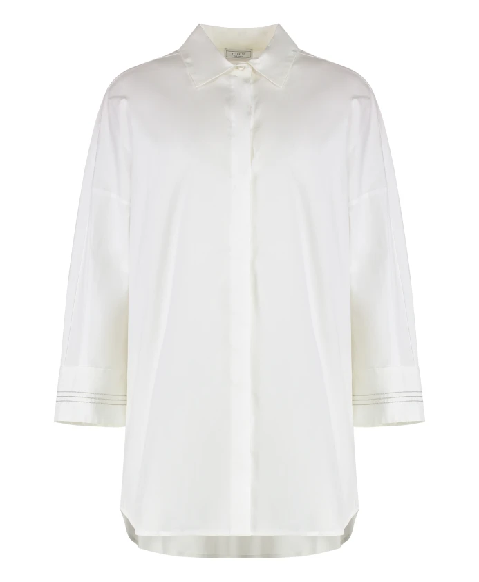 

Вышитая хлопковая рубашка, свободный крой. Peserico, белый