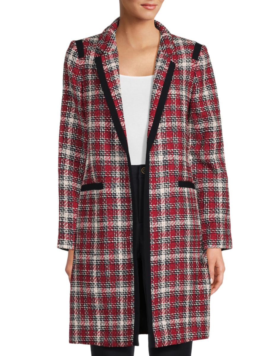 

Пальто из твида с открытым передом Tommy Hilfiger, цвет Crimson Multi