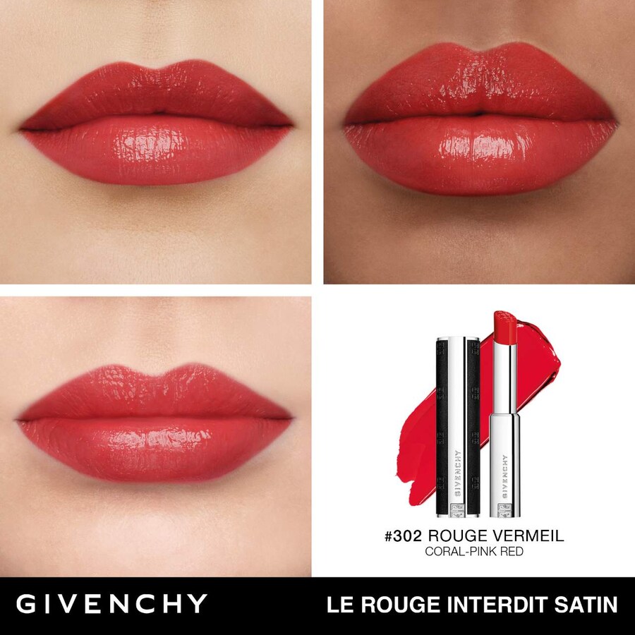 Le Rouge Interdit Атласная увлажняющая губная помада Givenchy, 0.11 oz /3.2 g, 302 Rouge Vermeil — фото 3