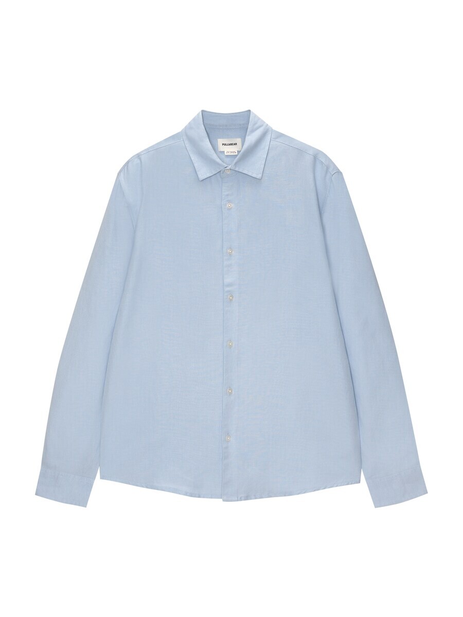 

Повседневная рубашка Pull&Bear Comfort fit Button Up Shirt, небесно-синий