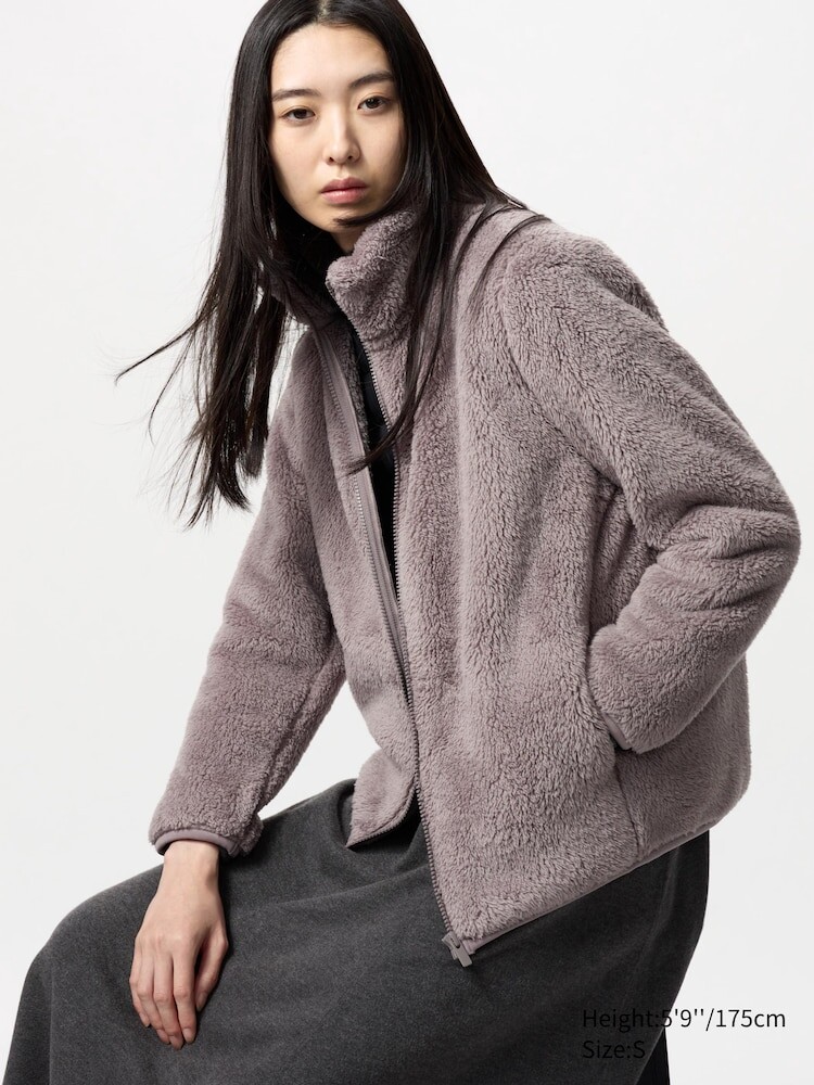 

Флисовая меховая куртка на молнии UNIQLO, коричневый