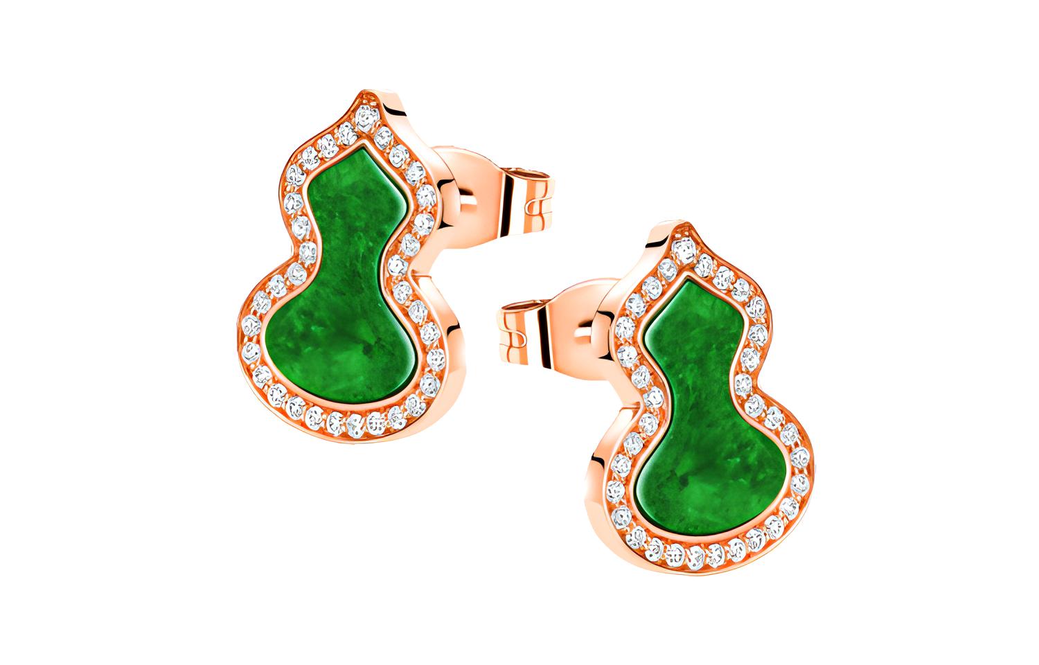 

Qeelin Серьги Wulu для женщин в цвете розовое золото/зеленый