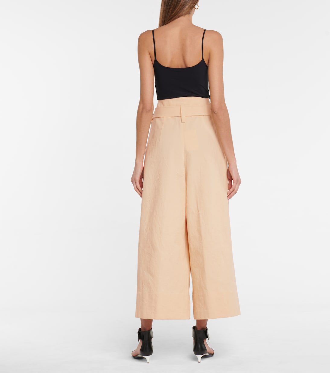 Широкие брюки из хлопка с поясом Jil Sander, Medium Beige — фото 3