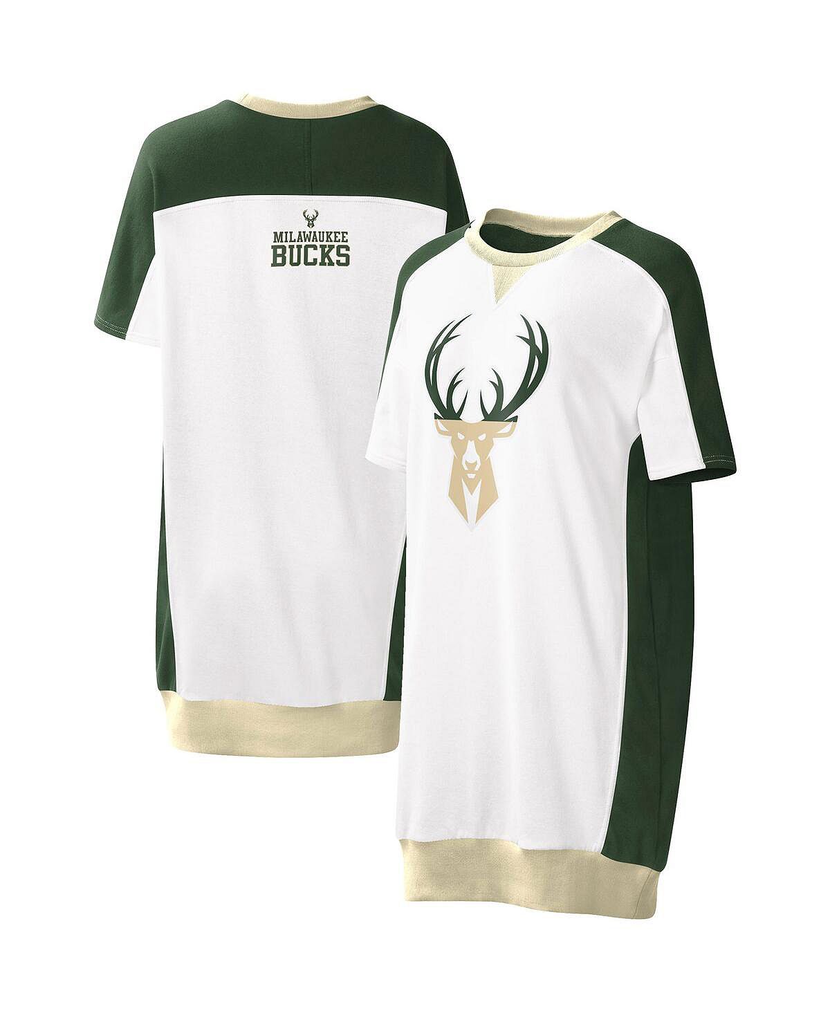 

Женское белое платье-футболка Milwaukee Bucks Free Throw G-III 4Her by Carl Banks, белый