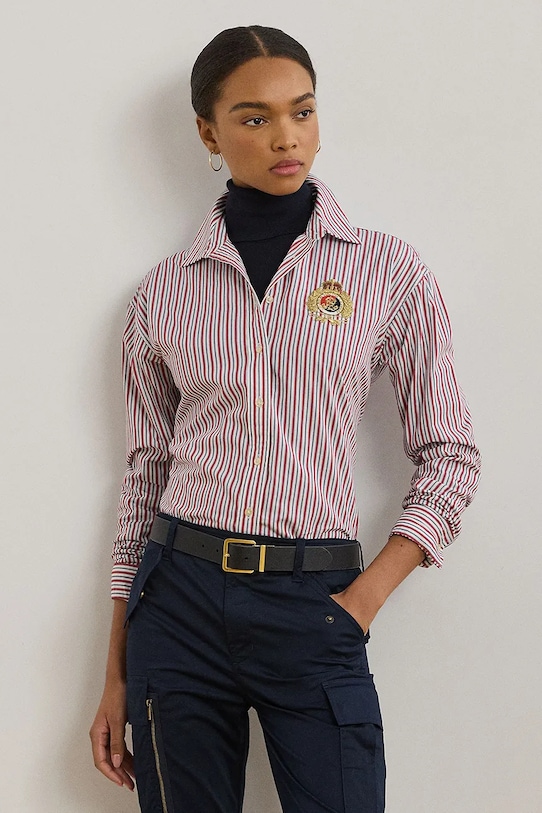 

Хлопковая рубашка Lauren Ralph Lauren, темно-синий
