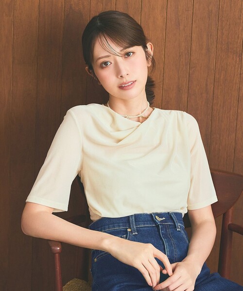 

Футболка из полупрозрачного бархата ANY SIS, цвет слоновая кость