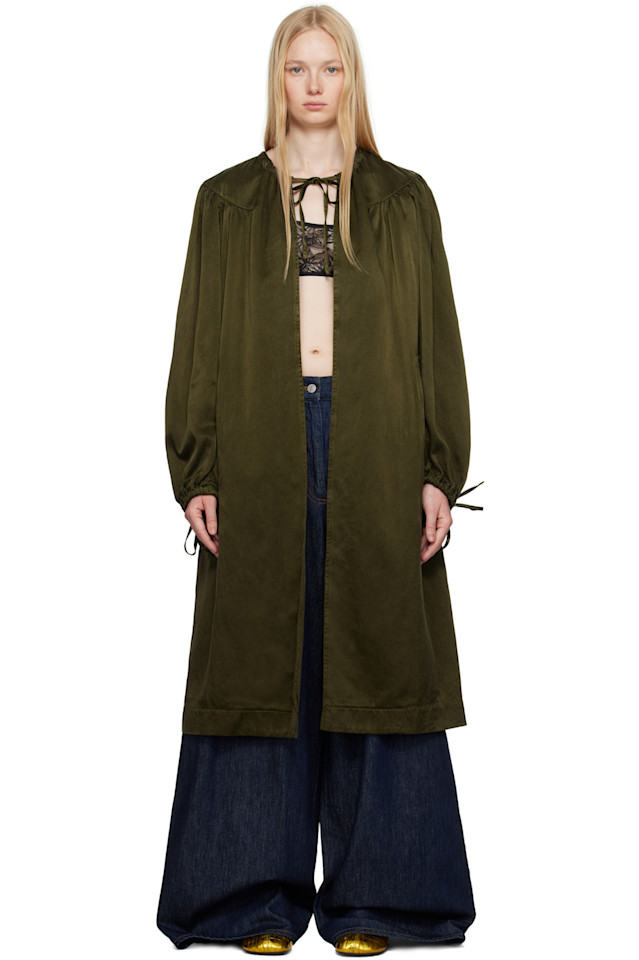 

Собранное пальто Dries Van Noten, хаки