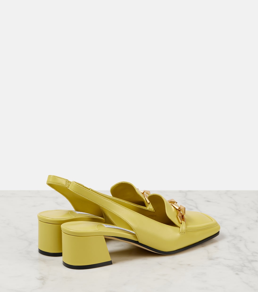 Туфли-лодочки Diamond Tilda 45 из кожи с открытой пяткой Jimmy Choo, Sunbleached Yellow — фото 3