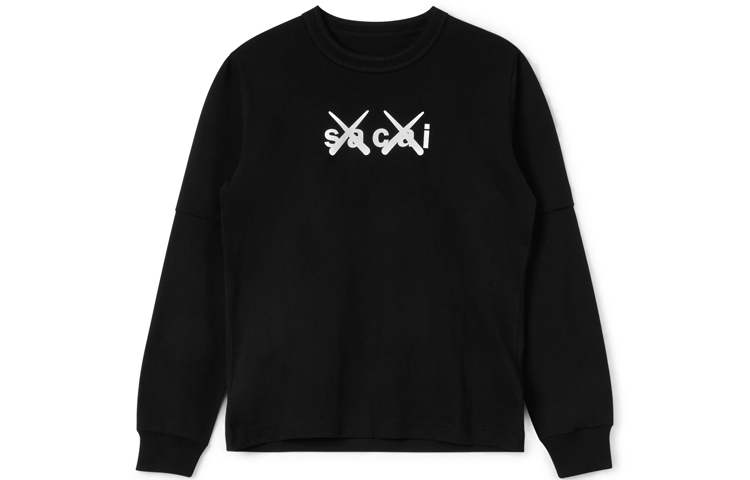 

Футболка с длинным рукавом KAWS X Flock Print Sacai, черный