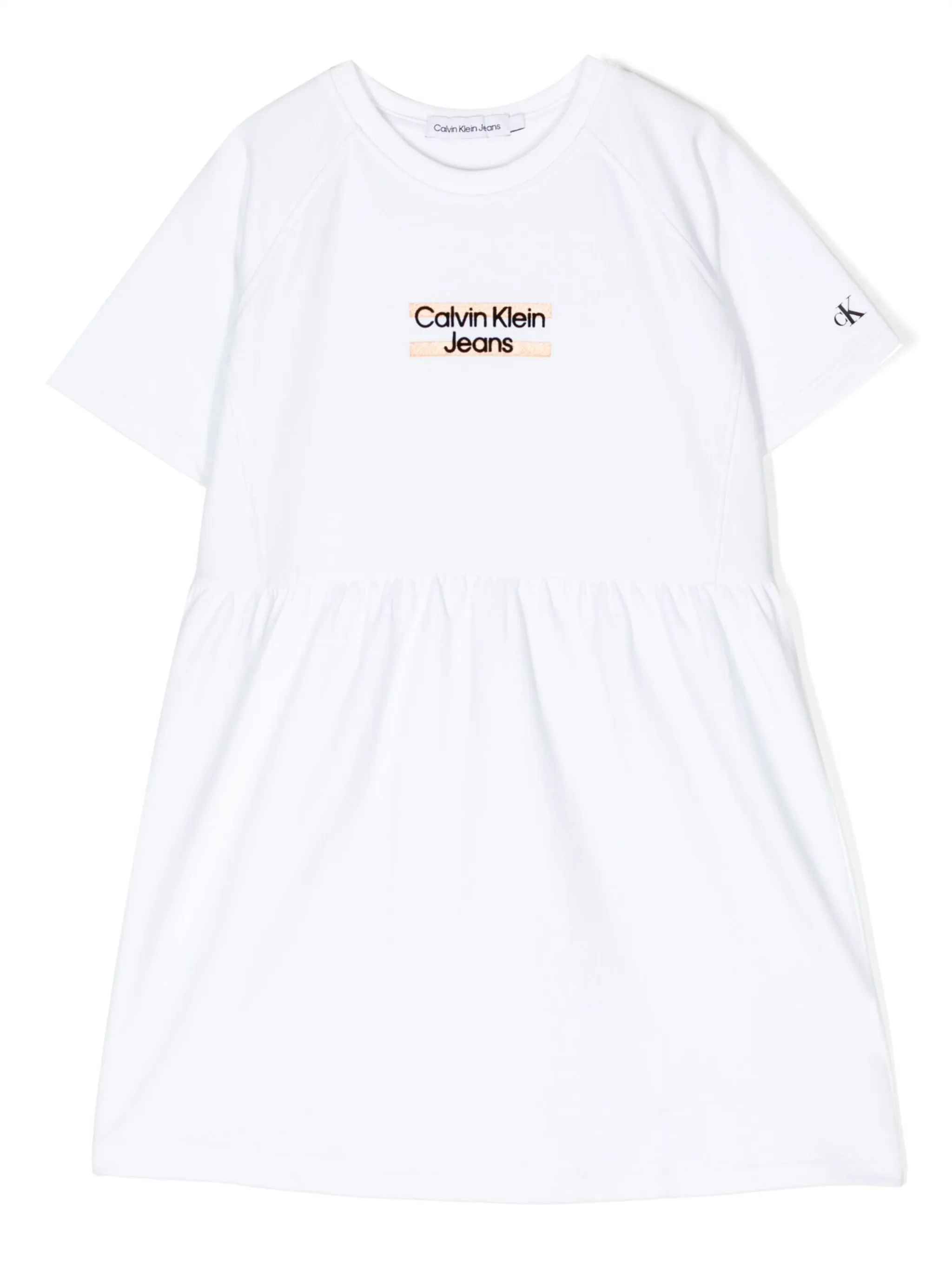 

Платье с вышитым логотипом Calvin Klein Kids, белый