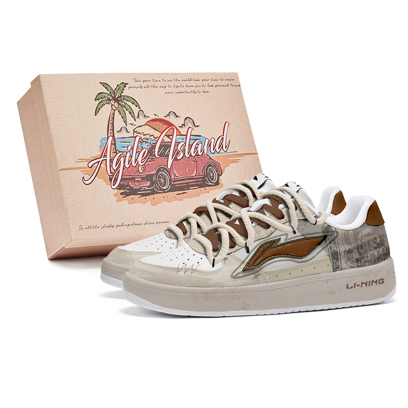 

LINING Кроссовки для скейтбординга Pontoon Boats с легкой амортизацией, мужские, коричневые, серые