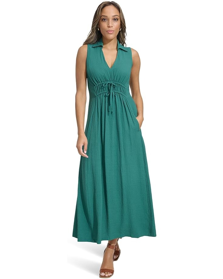 

Платье Calvin Klein Sleeveless Collared Gauze, цвет Sequoia