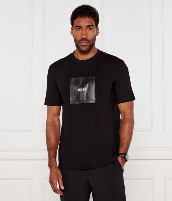 

Футболка с логотипом в рубчик Regular fit Boss Green, черный