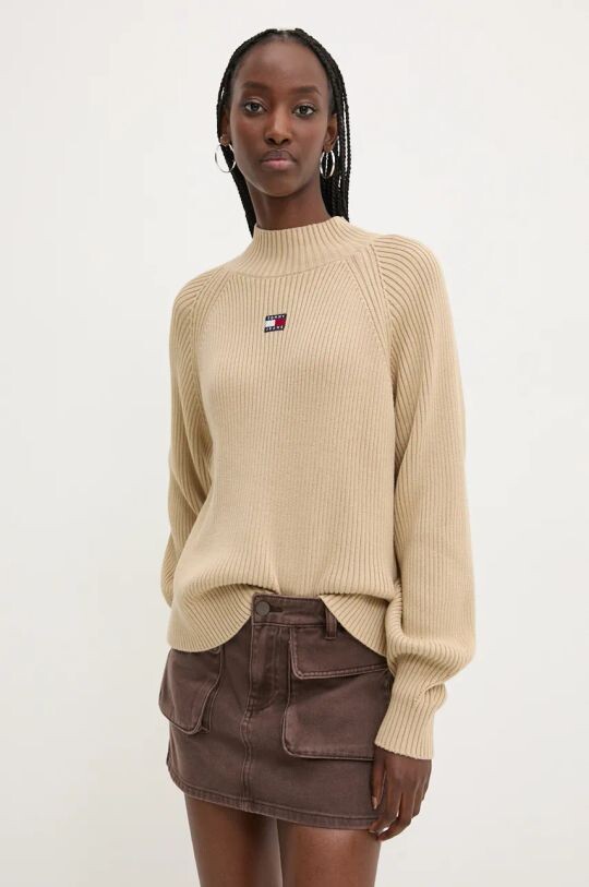 

Хлопковый свитер Tommy Jeans, бежевый