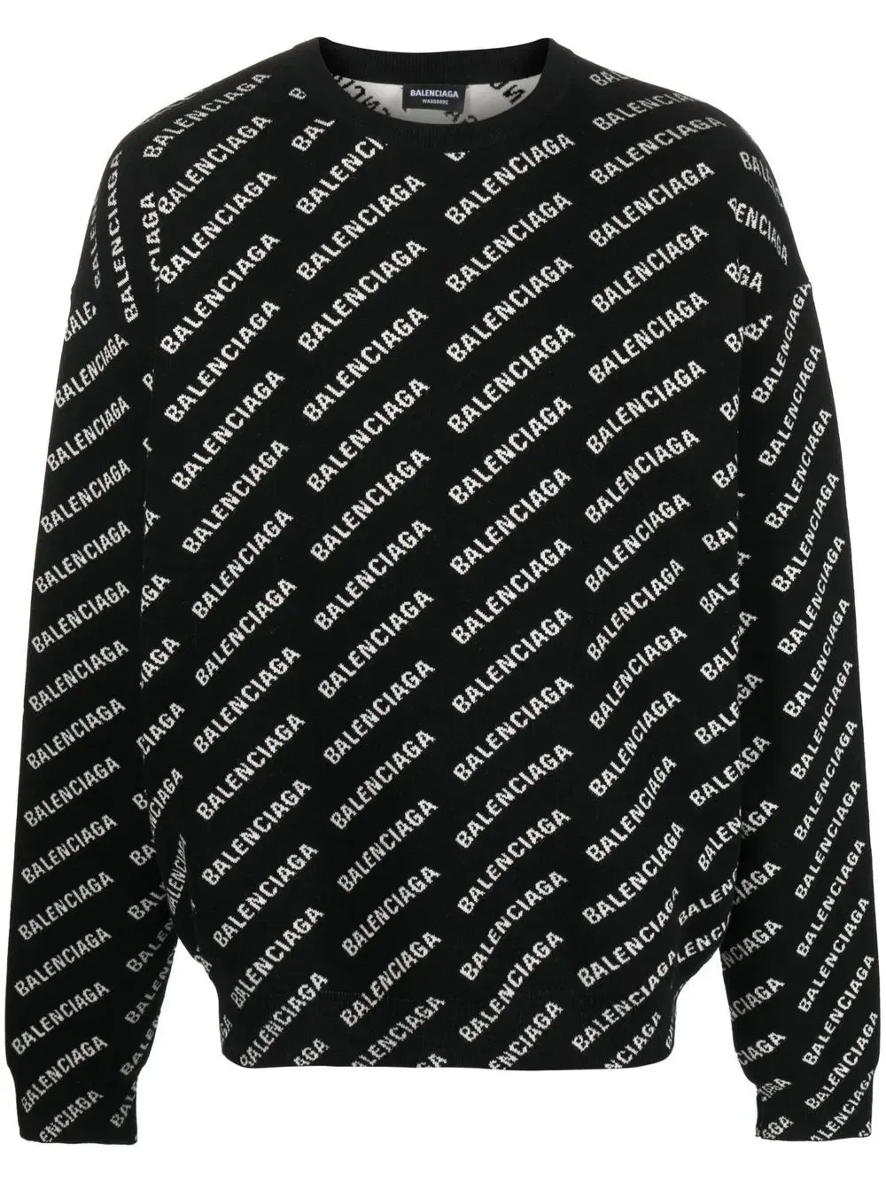 Джемпер вязки интарсия с логотипом Balenciaga, черный