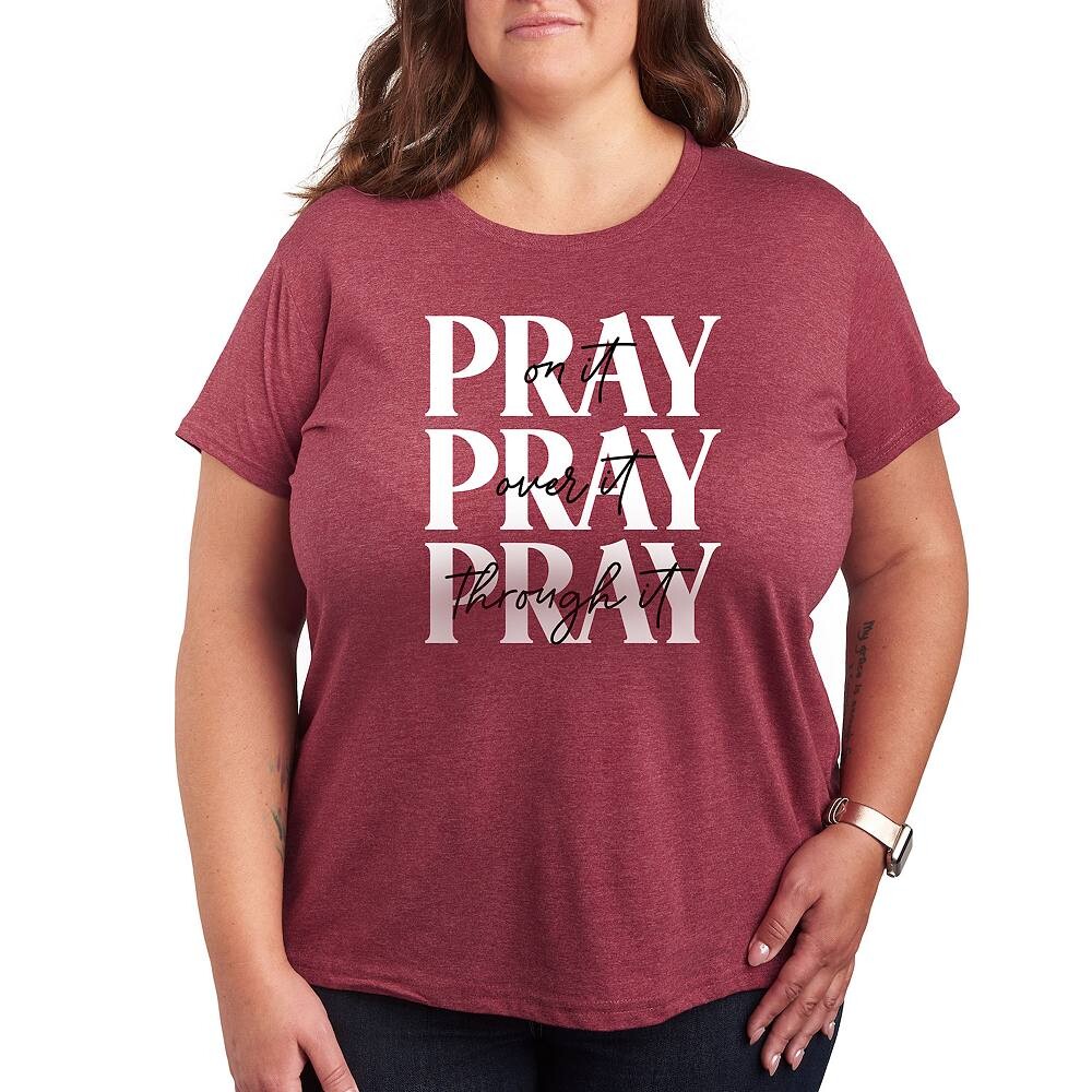 

Футболка Plus с рисунком Pray On It Licensed Character, цвет Heather Wine