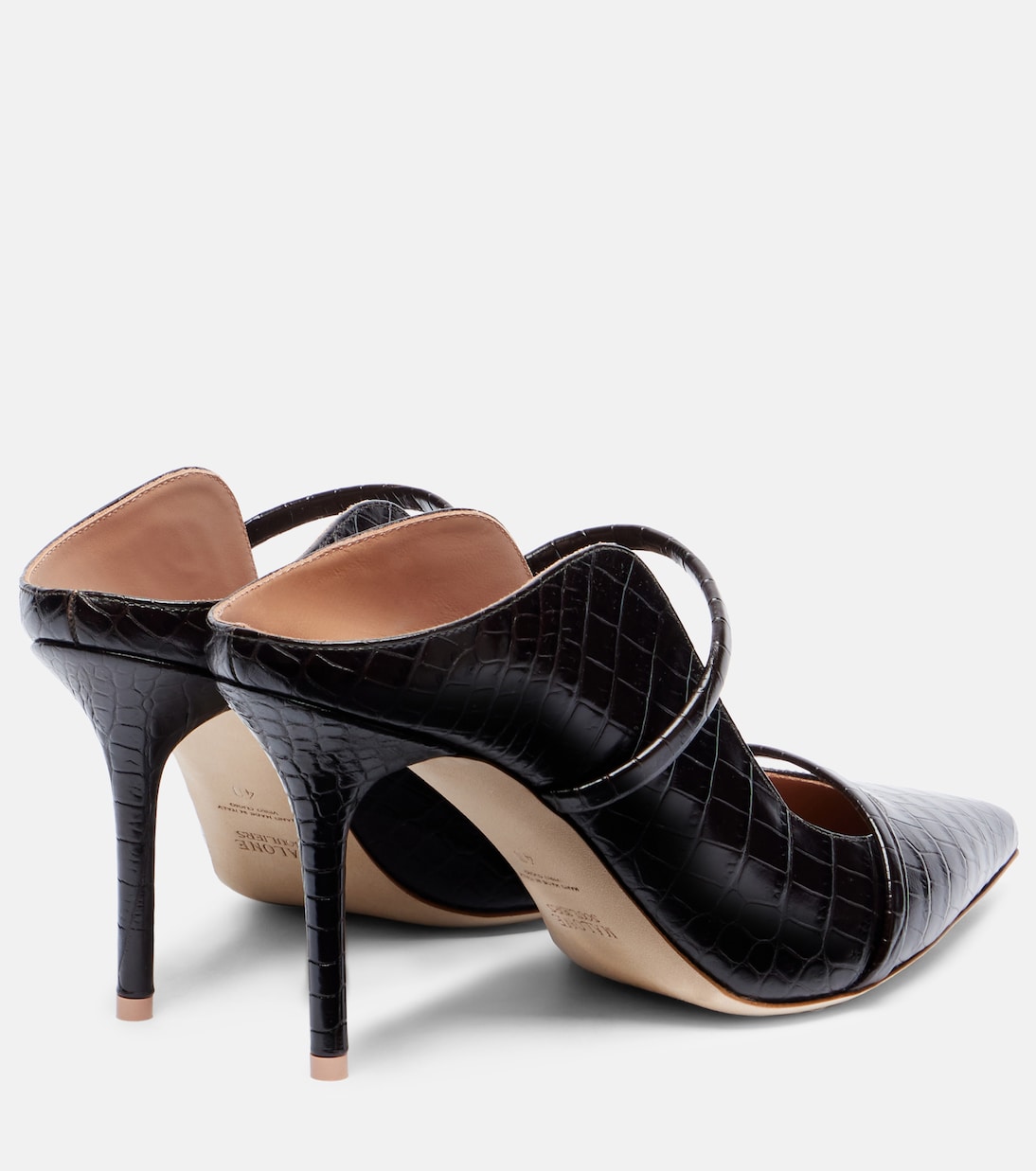 Мэрилин 85 туфли-лодочки из кожи с эффектом крокодила Malone Souliers, Ebony/ Ebony — фото 2
