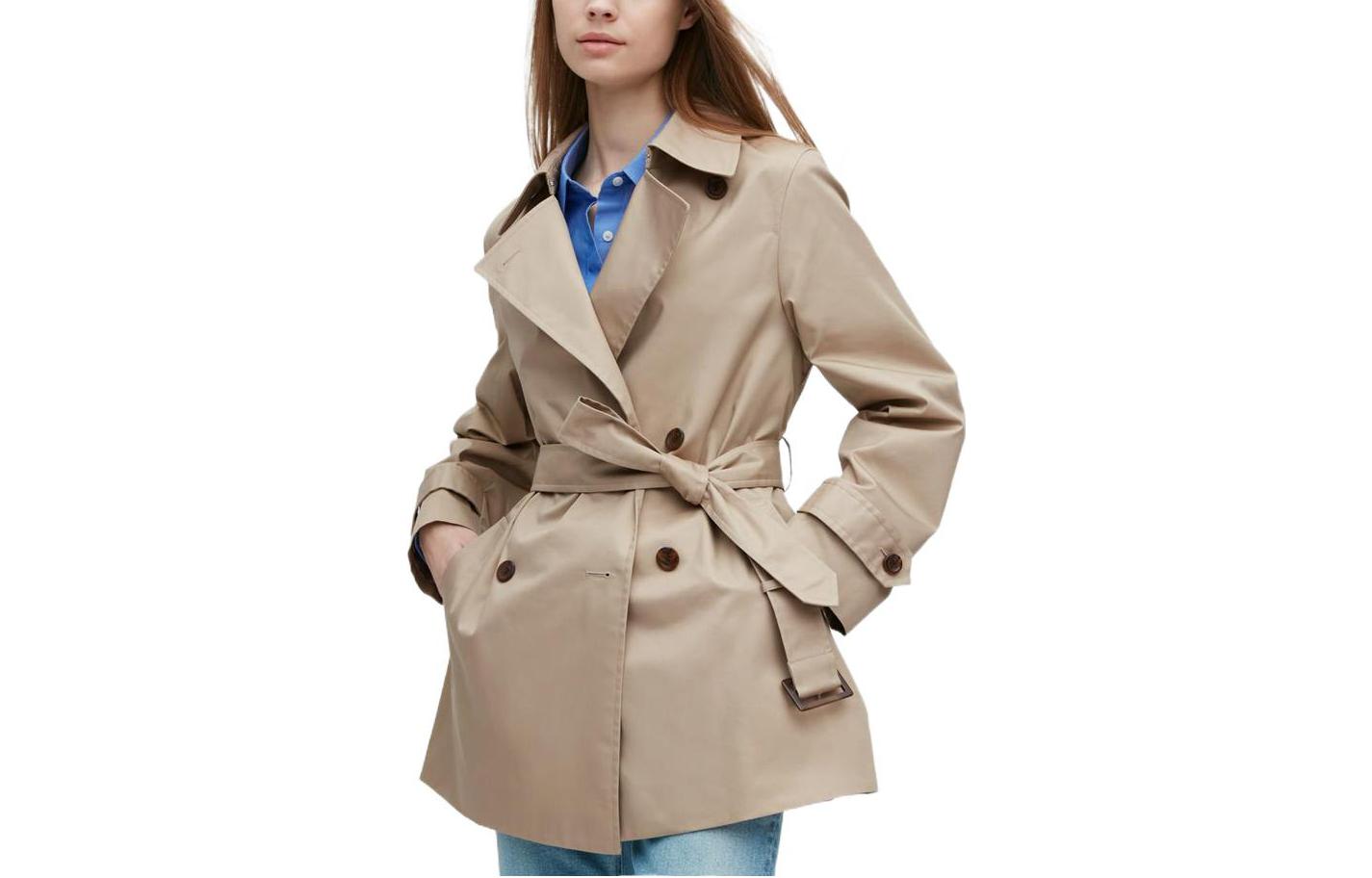 UNIQLO Тренч женский бежевый, Beige — фото 3