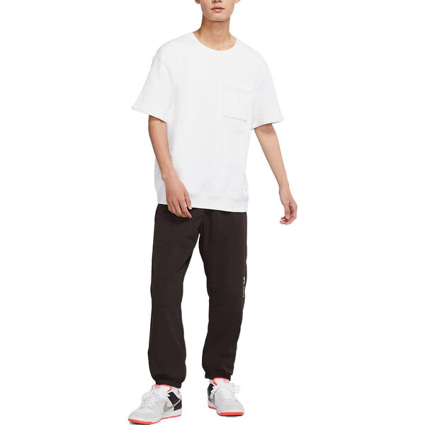 Футболка Nike Solid Color Pocket Skateboard Sports Round Neck Short Sleeve Unisex White, мультиколор — фото 3