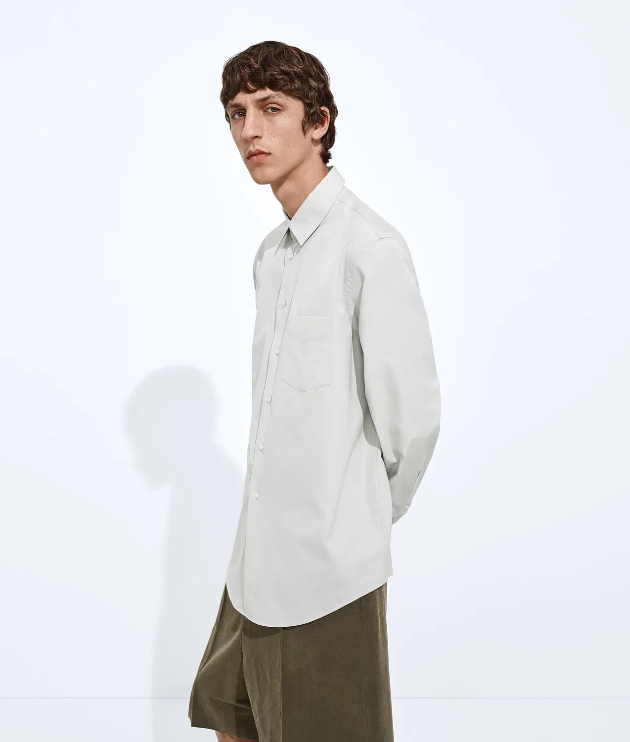 Рубашка из хлопкового поплина BOTTEGA VENETA, серый — фото 2