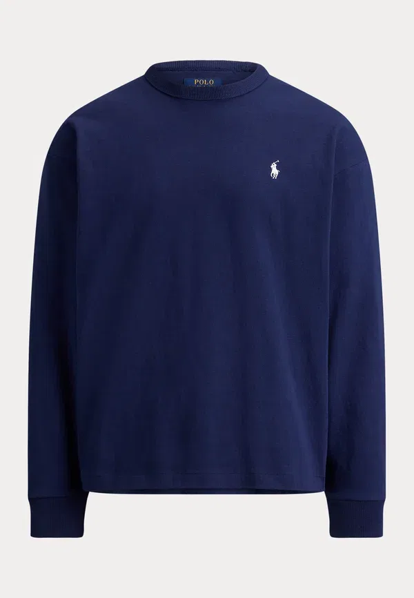 Футболка с длинным рукавом свободного кроя Polo Ralph Lauren, цвет ньюпорт-нави — фото 4