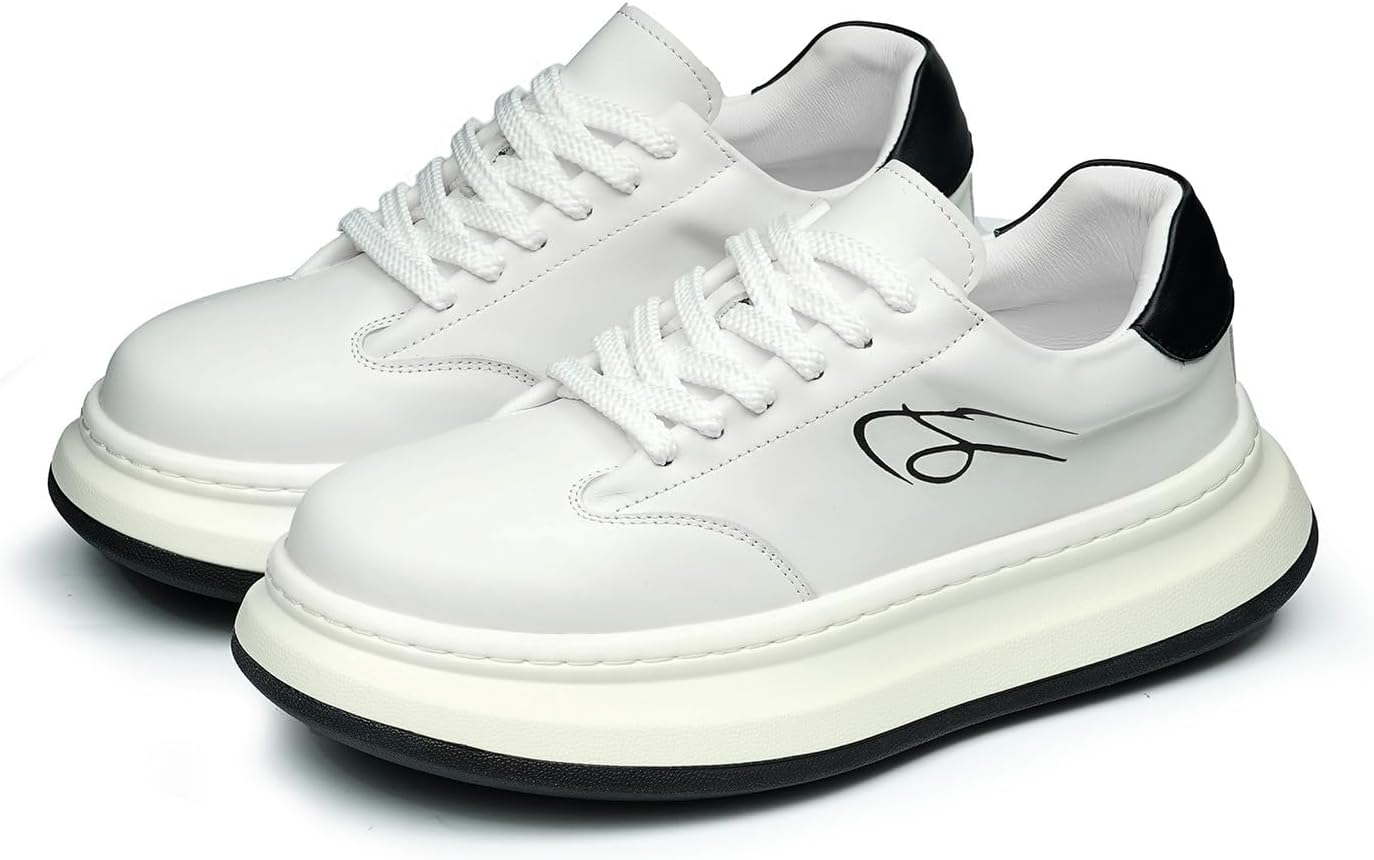 

мужские кроссовки santimon из натуральной кожи на толстой подошве, белый/черный