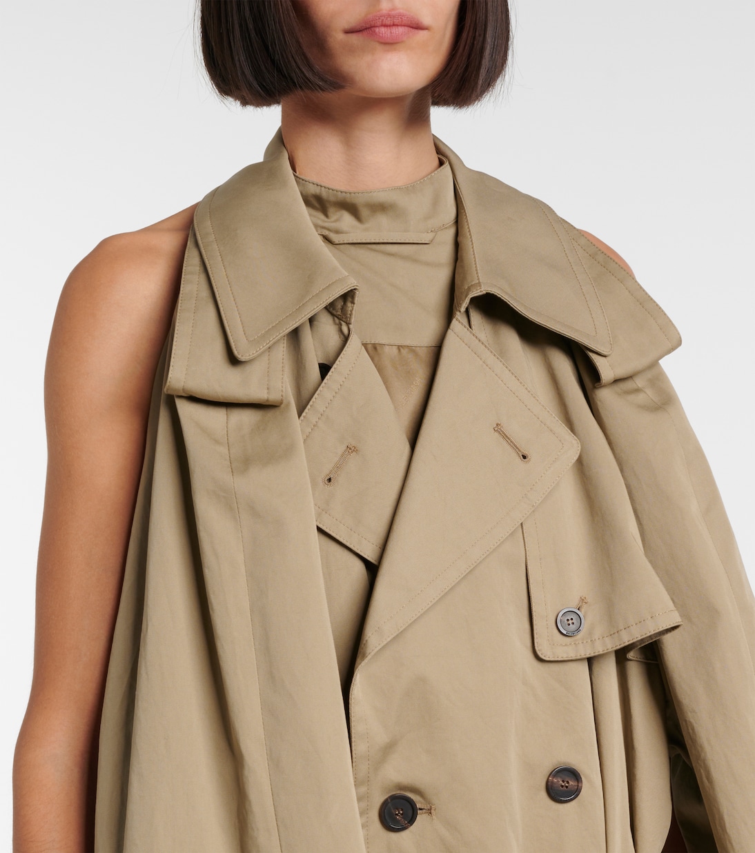 Платье миди из хлопкового твила Suspended Trench Balenciaga, Explorer Beige — фото 4