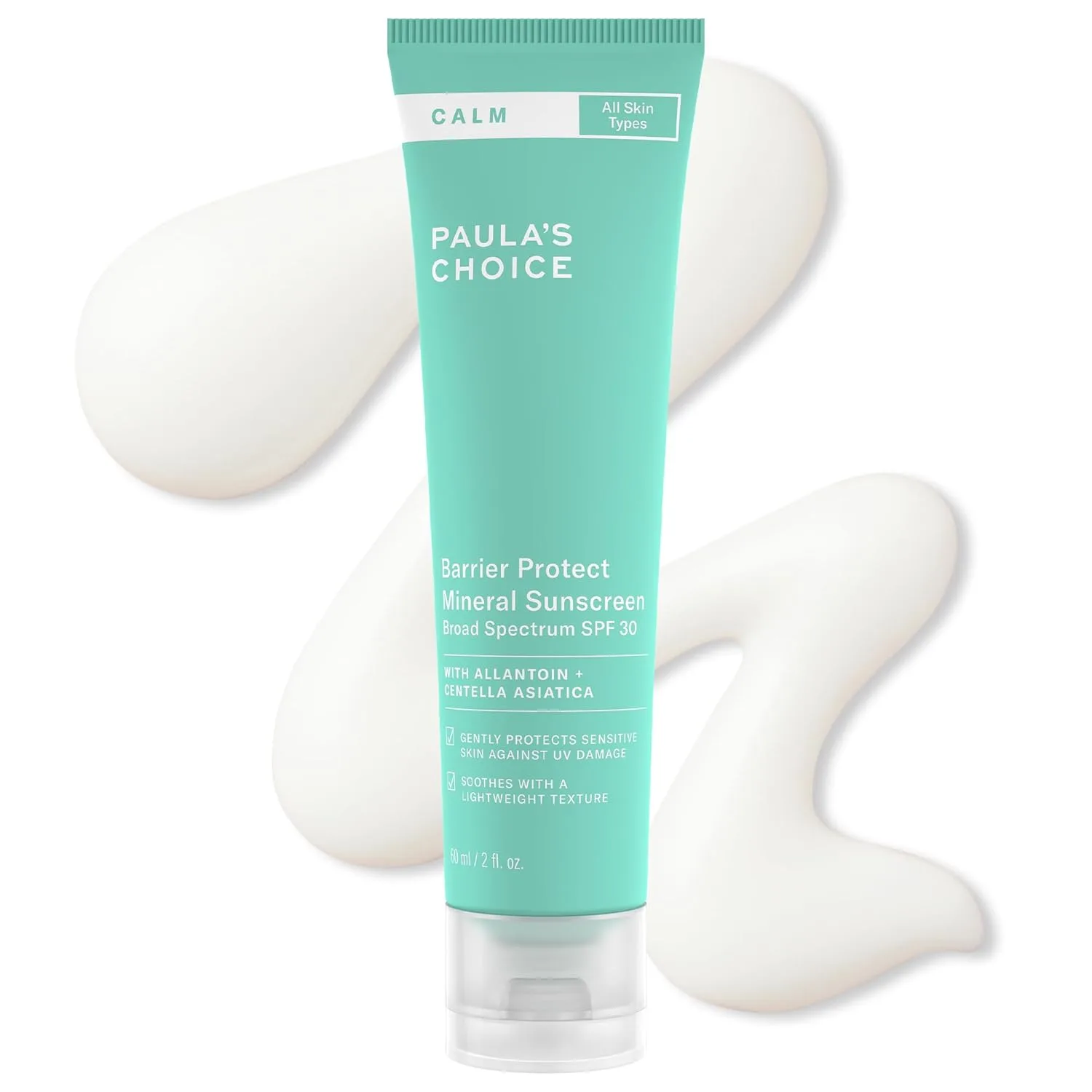 Paula's Choice CALM Barrier Protect минеральный солнцезащитный крем для лица SPF 30, для чувствительной кожи, склонной к розацеа и экземе, защита от UVA/UVB, без отдушки, 60 мл