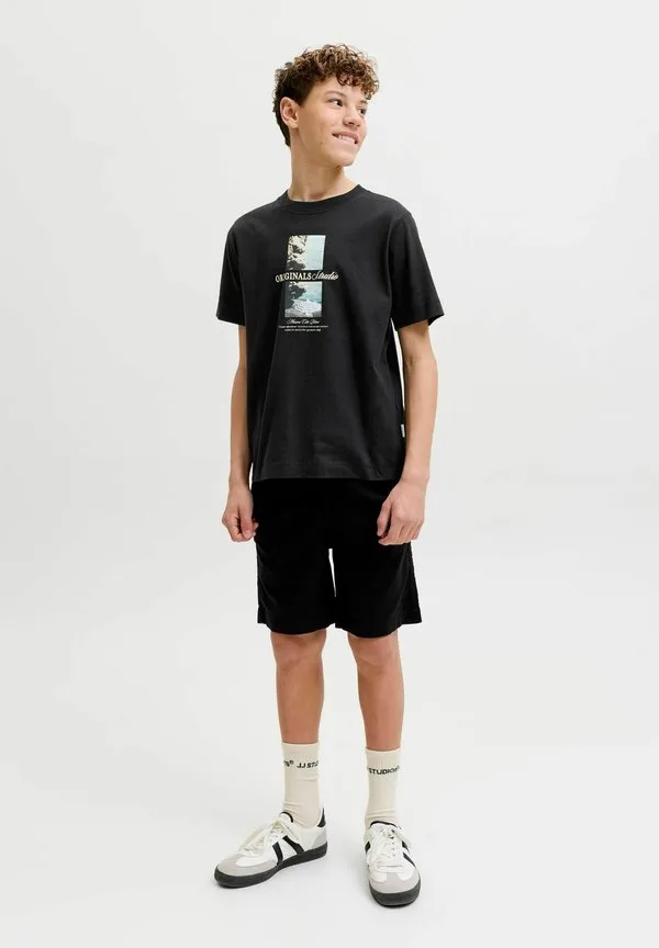 Футболка, футболка для подростков, футболка с принтом Jack & Jones Junior, Black