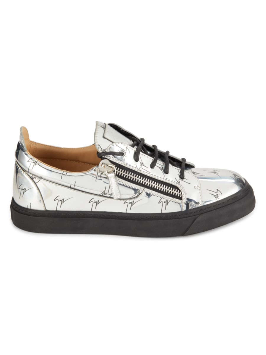

Низкие кроссовки из металлизированной кожи Giuseppe Zanotti, серебряный