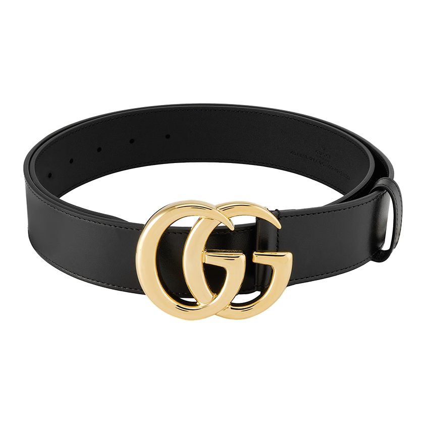 Ремень Gg Marmont с блестящей пряжкой шириной 15 GUCCI, черный
